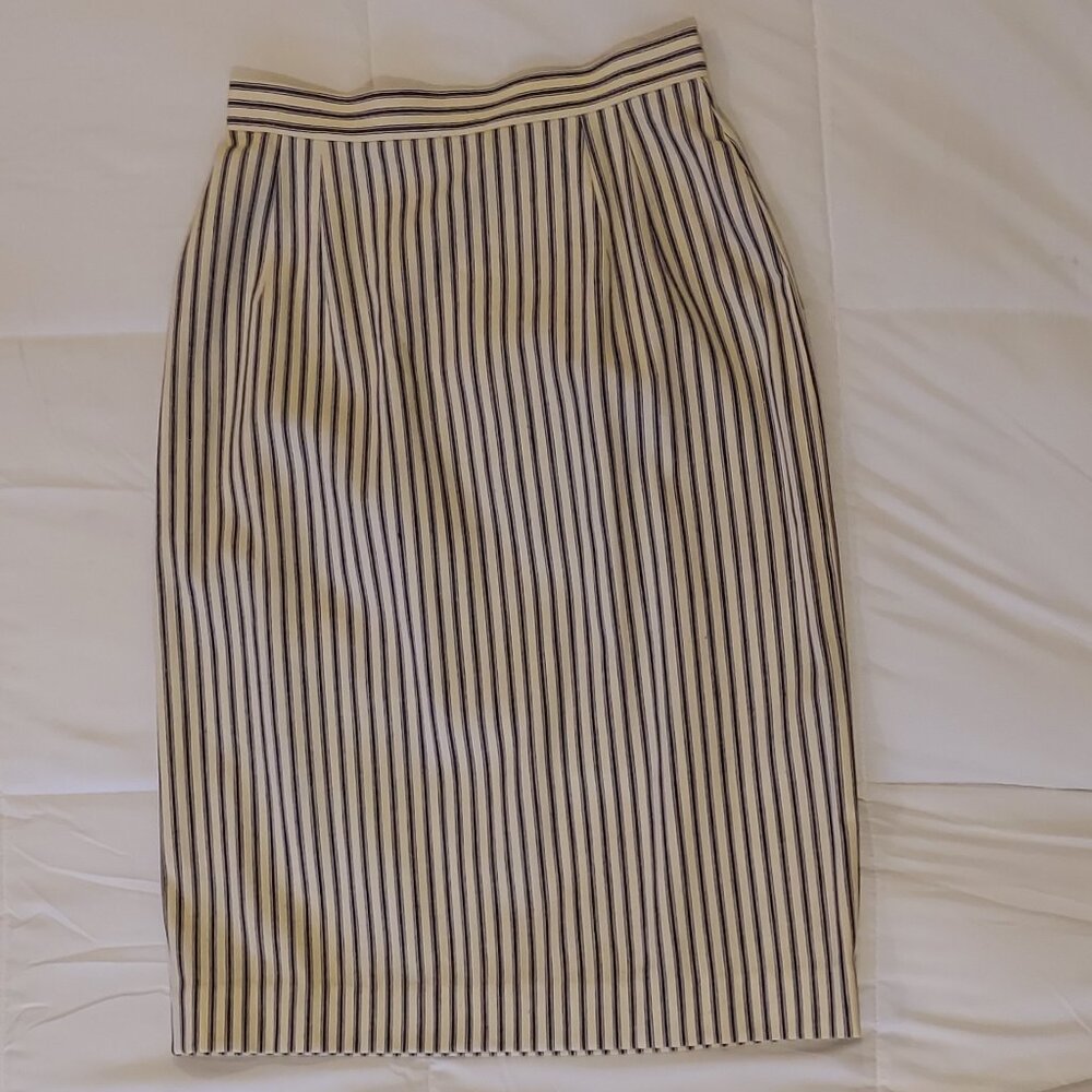 Denim Blue & Off-white Striped, Smart & Simple Skirt Size 6